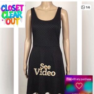 👛2/$20 H&M White Polka Dots on Black Scooped Neck, Criss Crossed Back, Lined Su…